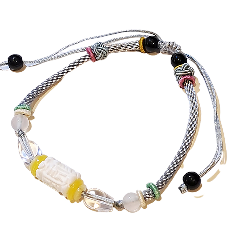 六字真言{硨磲}中國結銀灰手鍊【十方】151368