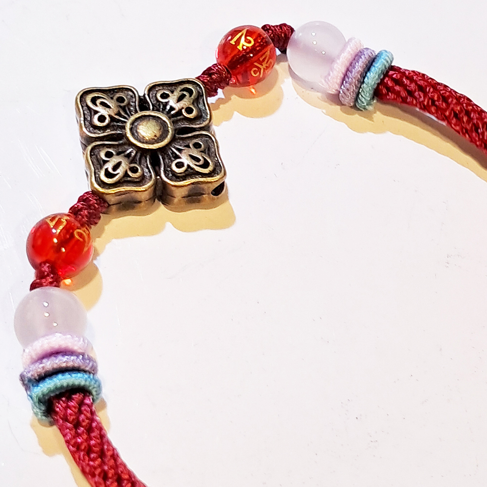 十字杵{銅}中國結 紅手鍊【十方】151370