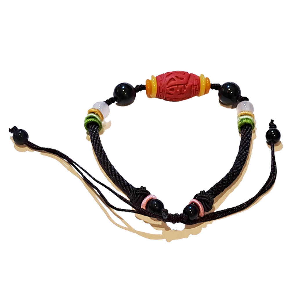 六字真言{毫雕}硃砂 中國結手鍊【十方】151521