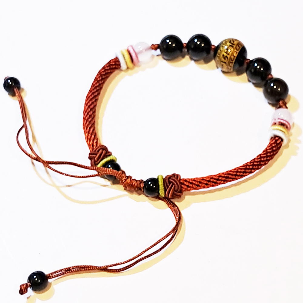 阿彌陀佛{毫雕}黑玉髓 中國結手鍊【十方】151532