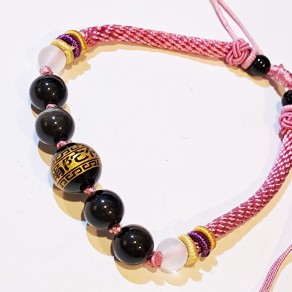 阿彌陀佛{毫雕}黑玉髓 中國結 手鍊【十方】151530