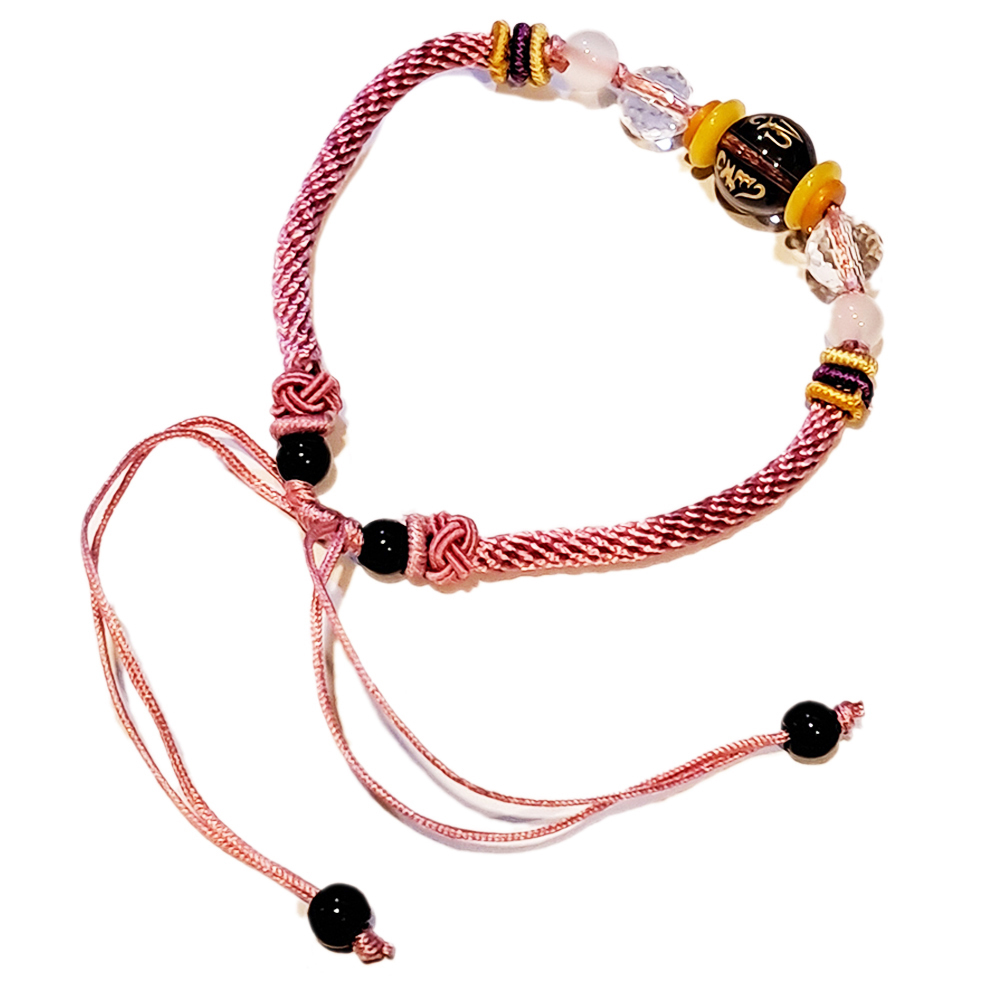 六字真言{茶晶} 中國結手鍊【十方】151657