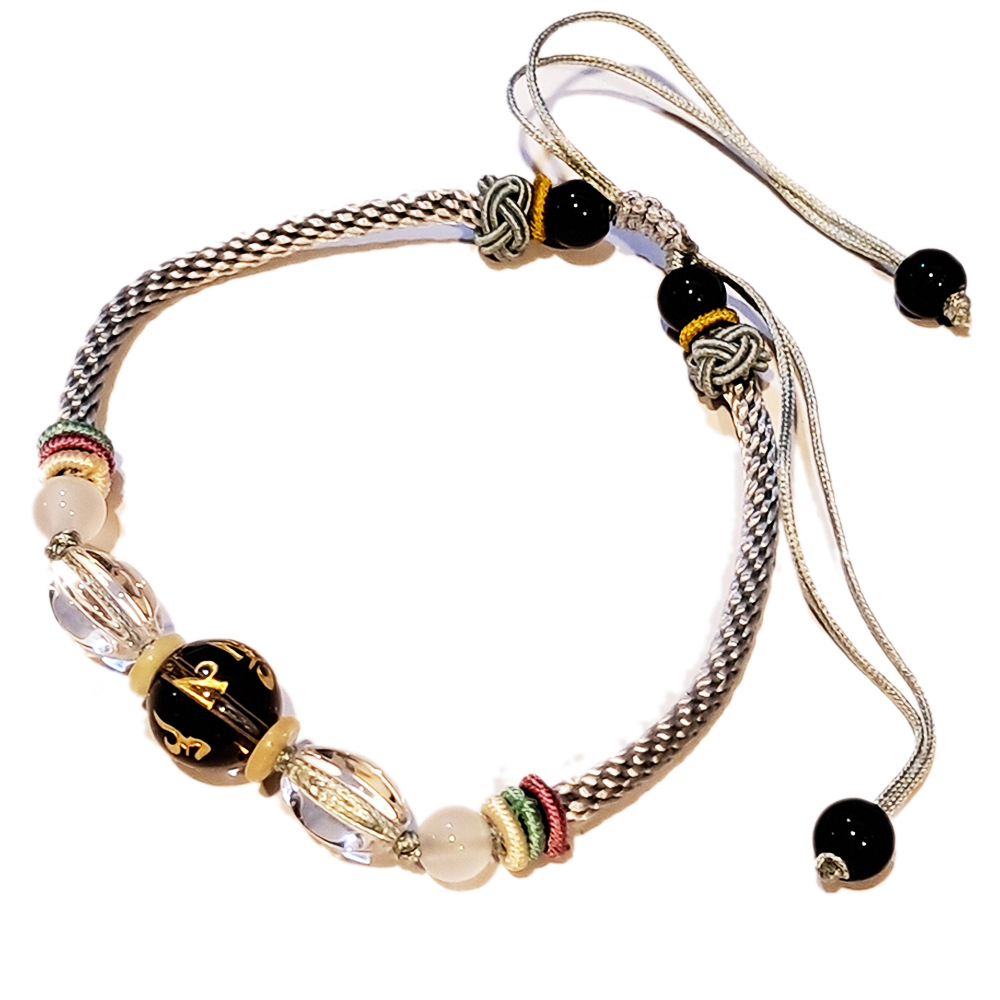 六字真言{茶晶} 中國結手鍊【十方】151658