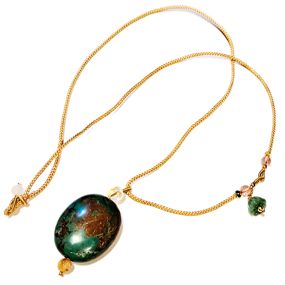 綠松石&安神中國結項鍊 3.4公分【十方】151720