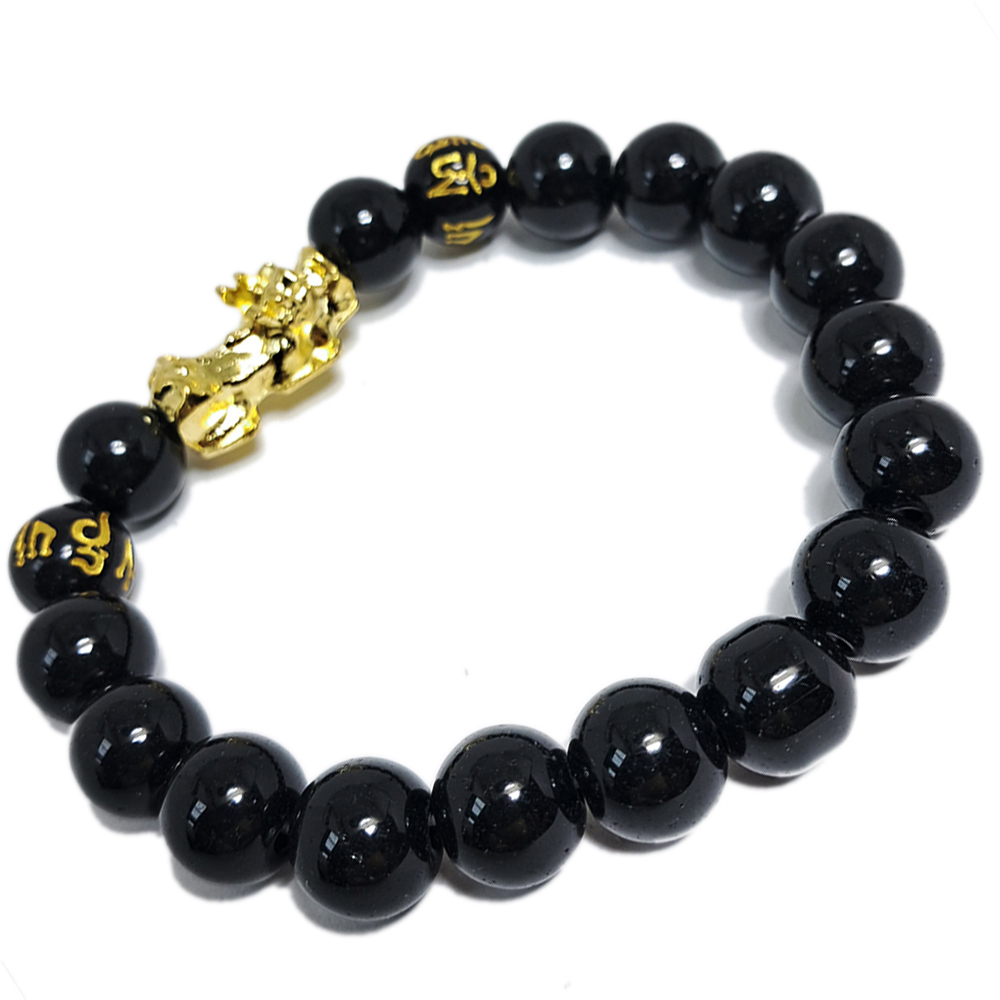 金貔貅黑瑪瑙手珠10mm【十方】152136