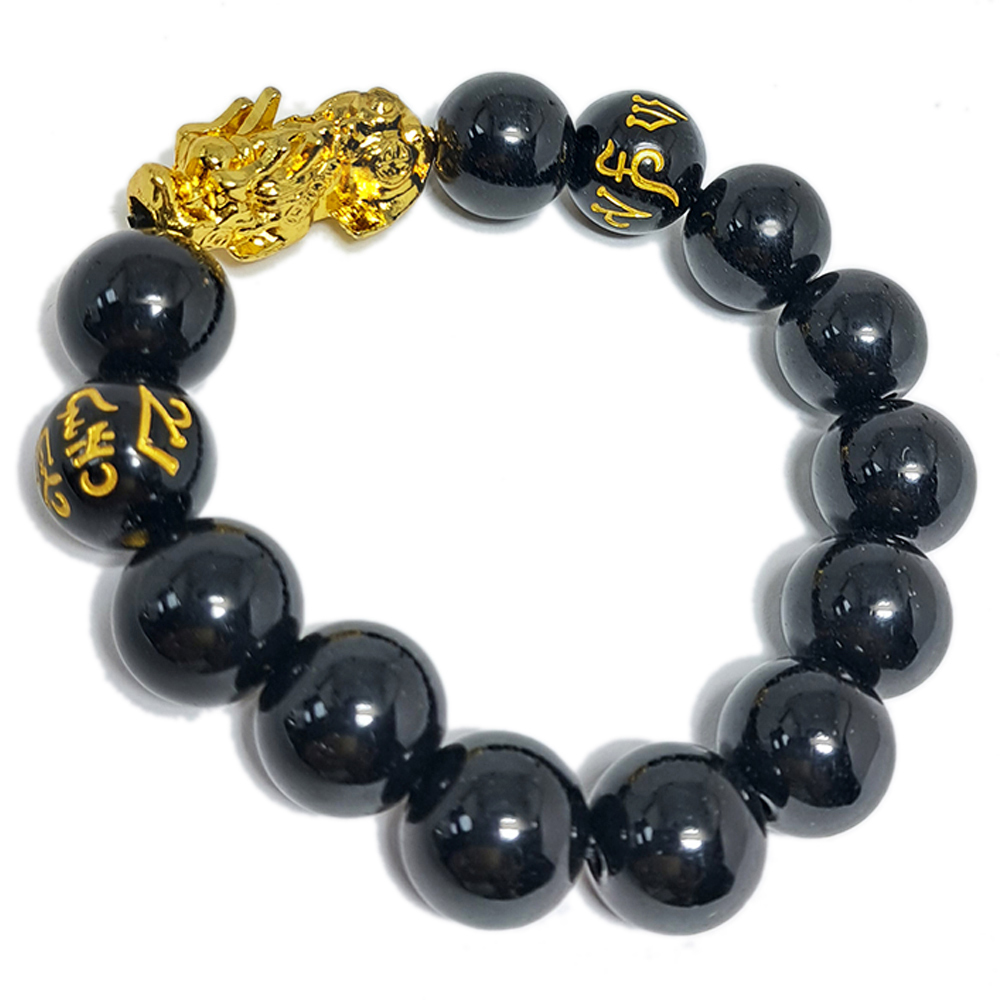 金貔貅黑瑪瑙手珠14mm【十方】152135