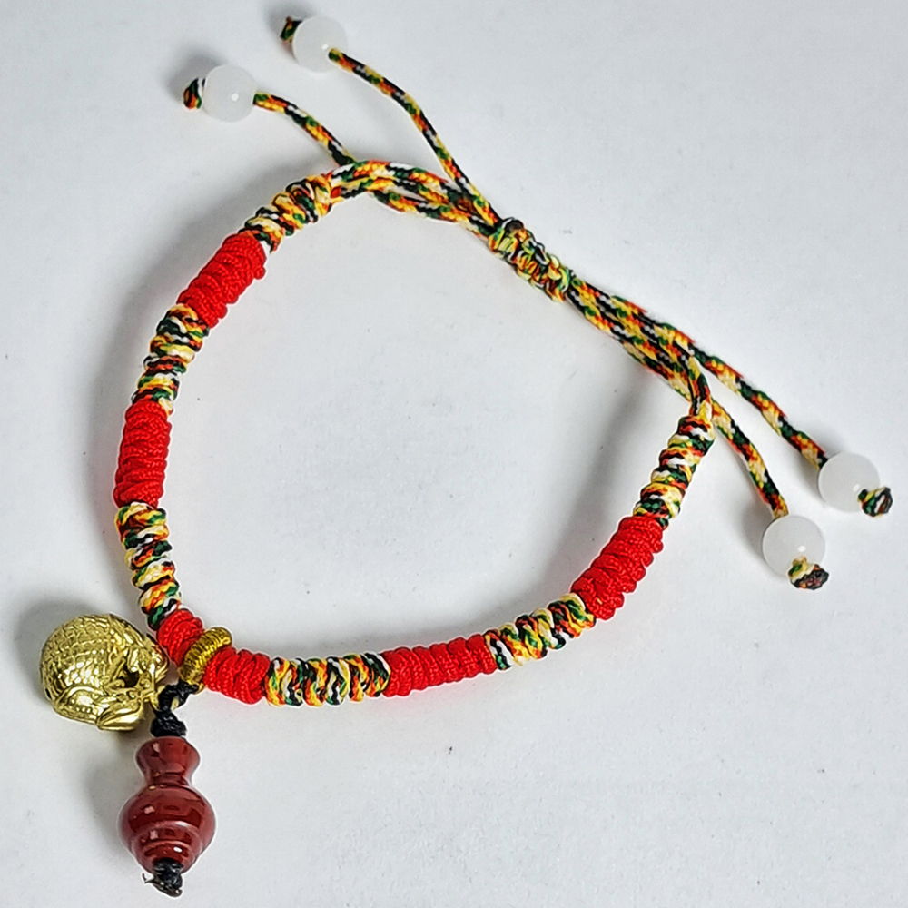 寶瓶{紅玉髓}金木魚&五色線手鍊【十方】152458