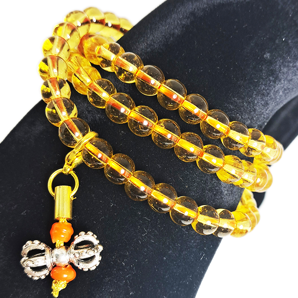 金剛杵&黃琉璃3圈手珠6mm【十方】152592