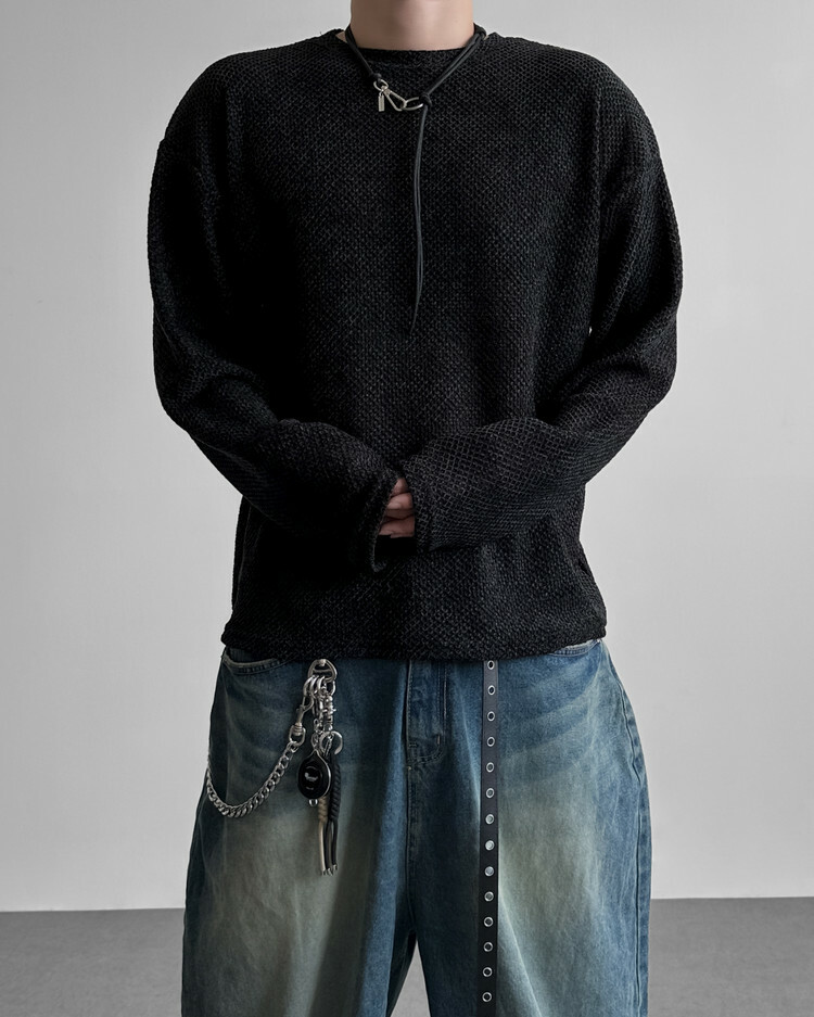 華夫格漸變長袖T恤