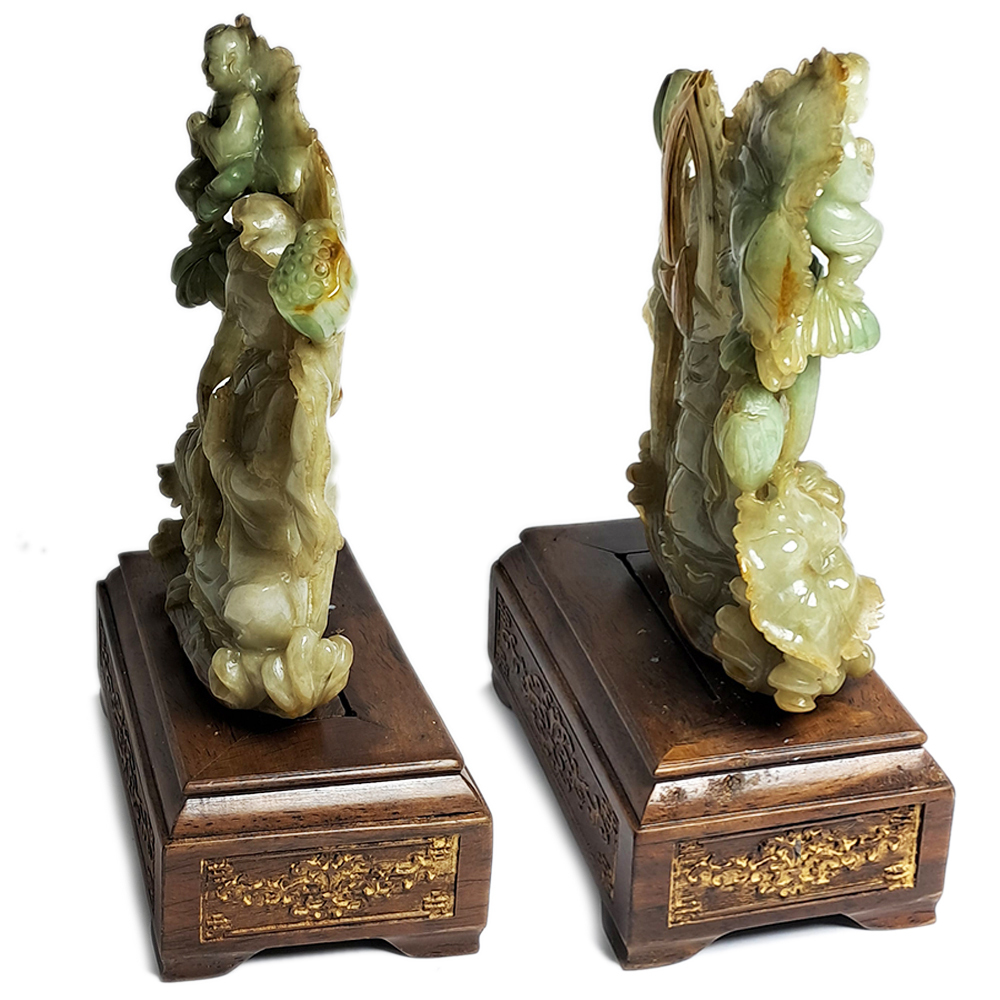 童子拜觀音玉精品擺件11公分【十方】117212