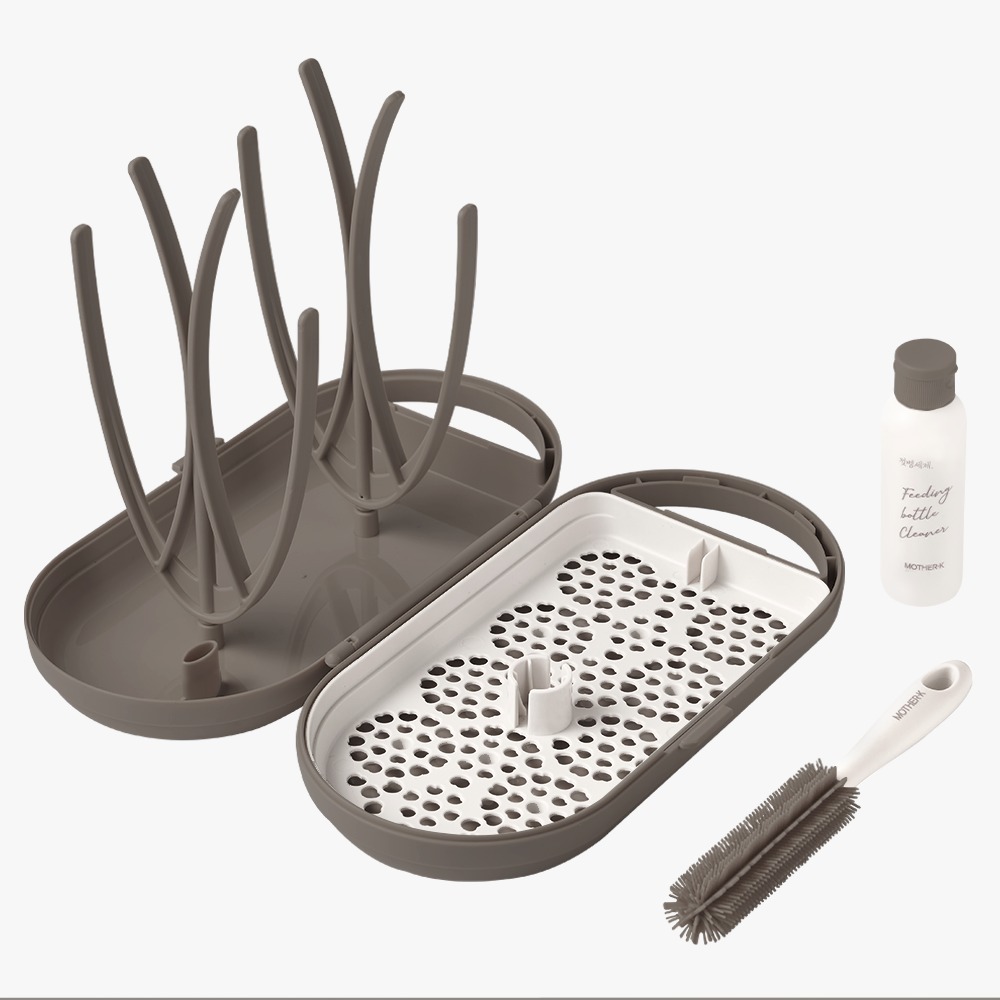 韓國 Mother-K 便攜式旅行奶瓶架套裝-啡色