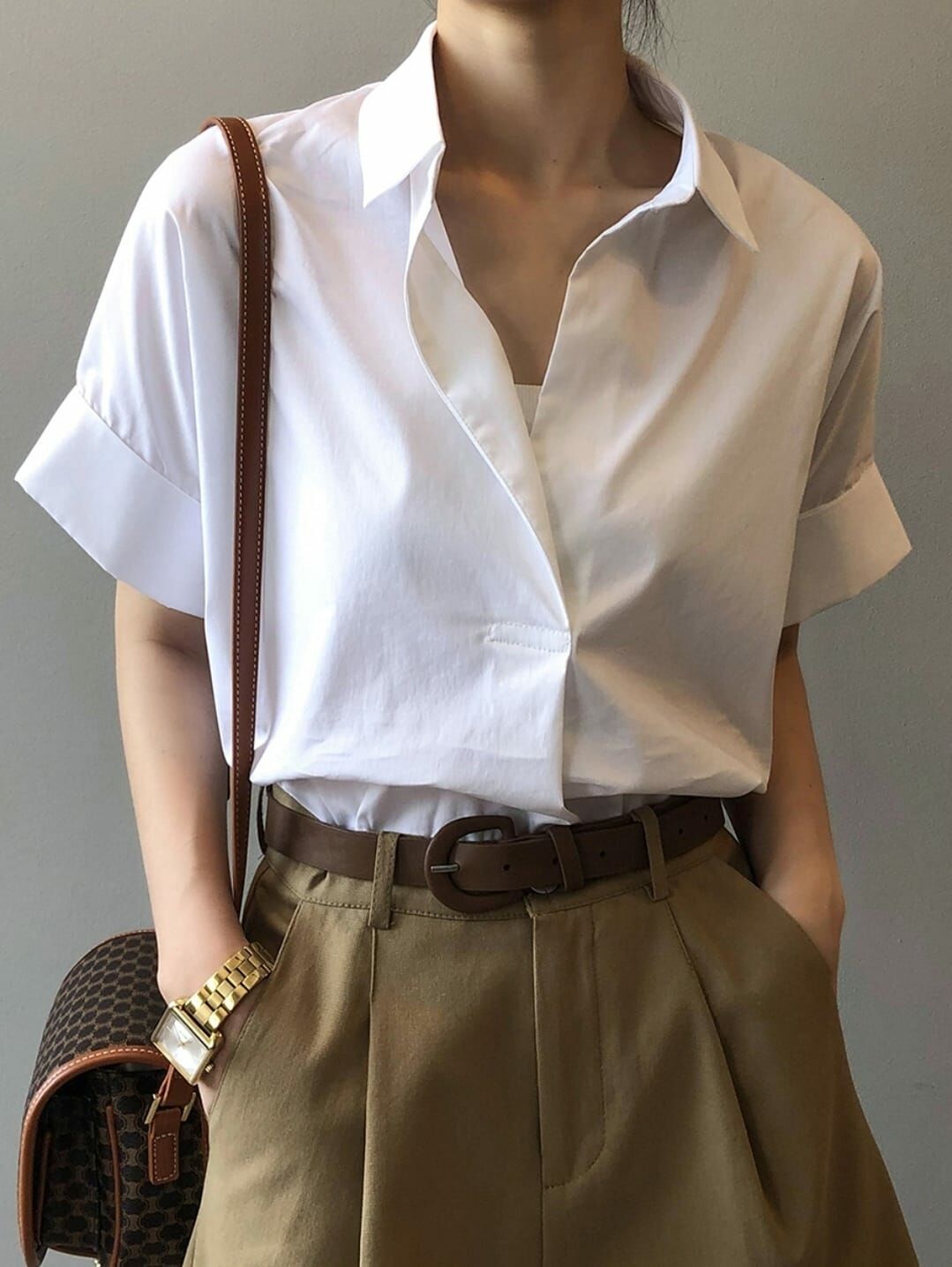 Korean Style Executive Cotton Collar Blouse (T138)