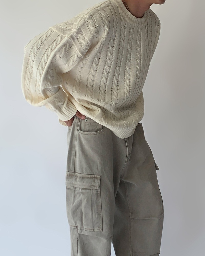 Ronnie麻花圓領針織衫上衣