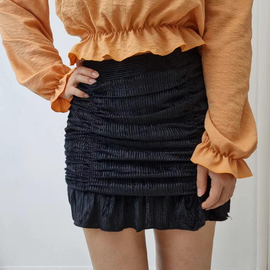 SK23W1035 絲絨豬腸短裙