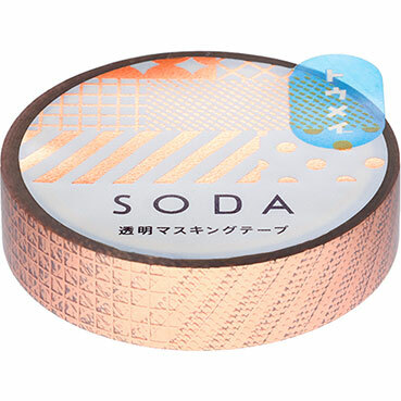 HITOTOKI SODA 粉金箔押 混搭 透明PET 膠帶|KING JIM 日本