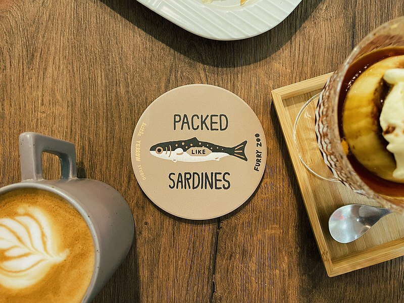 小黃間｜陶瓷吸水杯墊｜沙丁魚