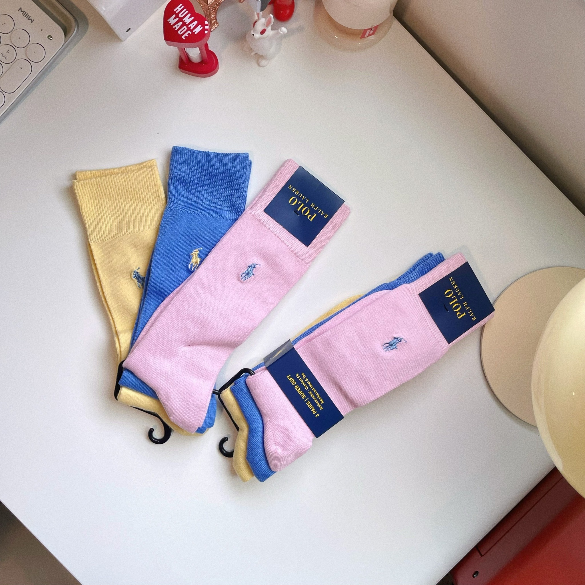Polo Ralph Lauren Logo Crew Socks 奢華絲綢觸感 小腿襪