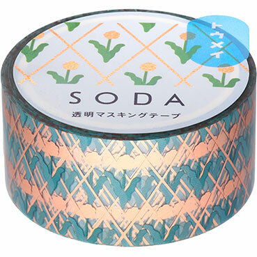 HITOTOKI SODA 粉金箔押 蒲公英 透明PET 膠帶|KING JIM 日本