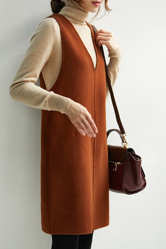 V領羊毛混紡背心裙 三色