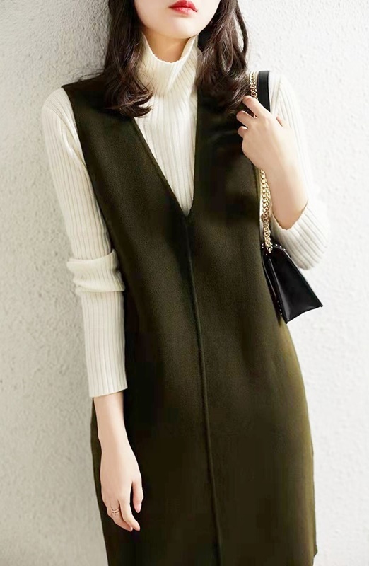 V領羊毛混紡背心裙 三色