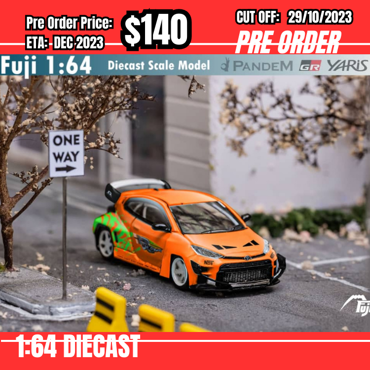 PO-$140 *Fuji* 1:64 Toyota GR Yaris Pandem FNF Orange [OD22/10]