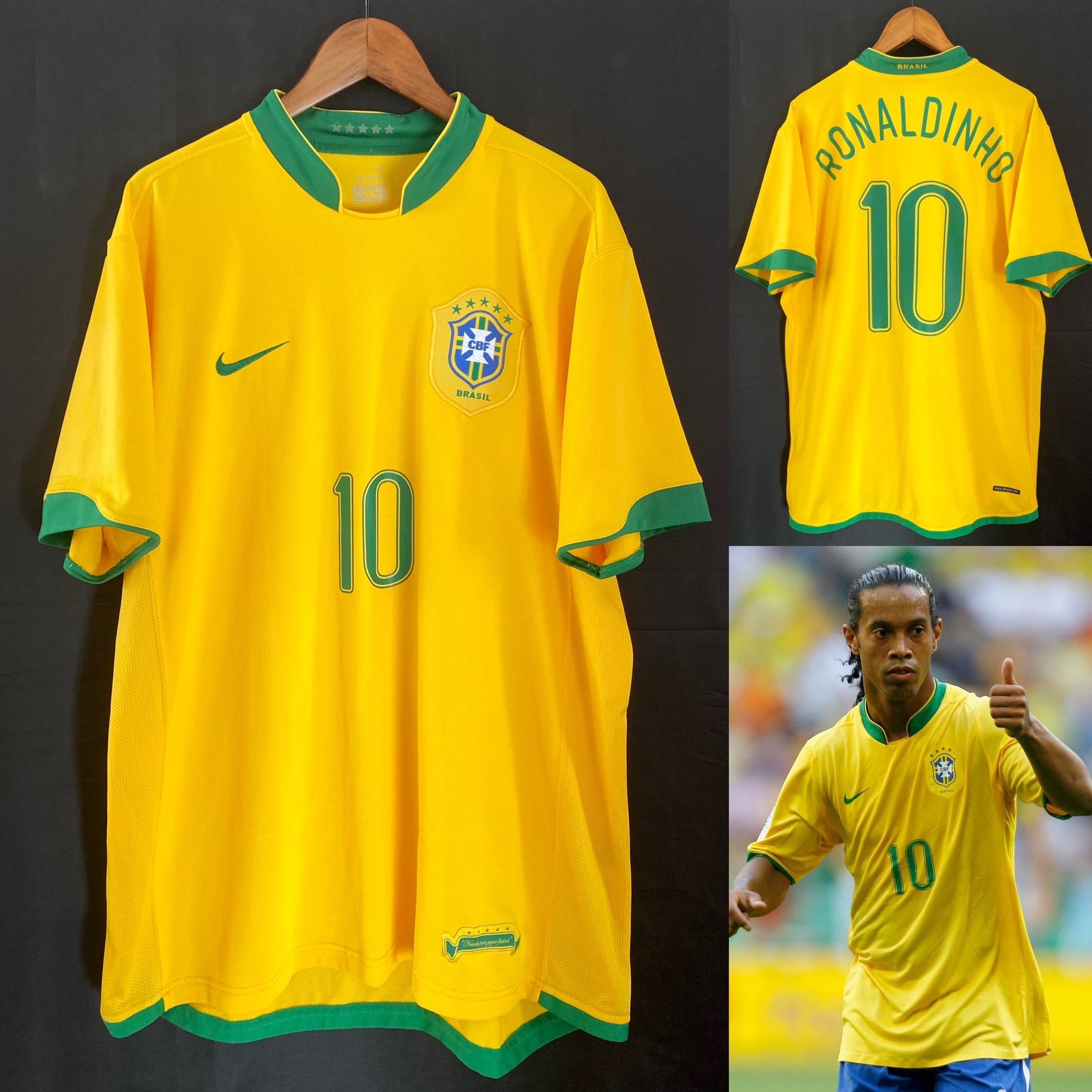 Brazil 2006 FIFA World Cup Nike Home shirt #10 RONALDIN