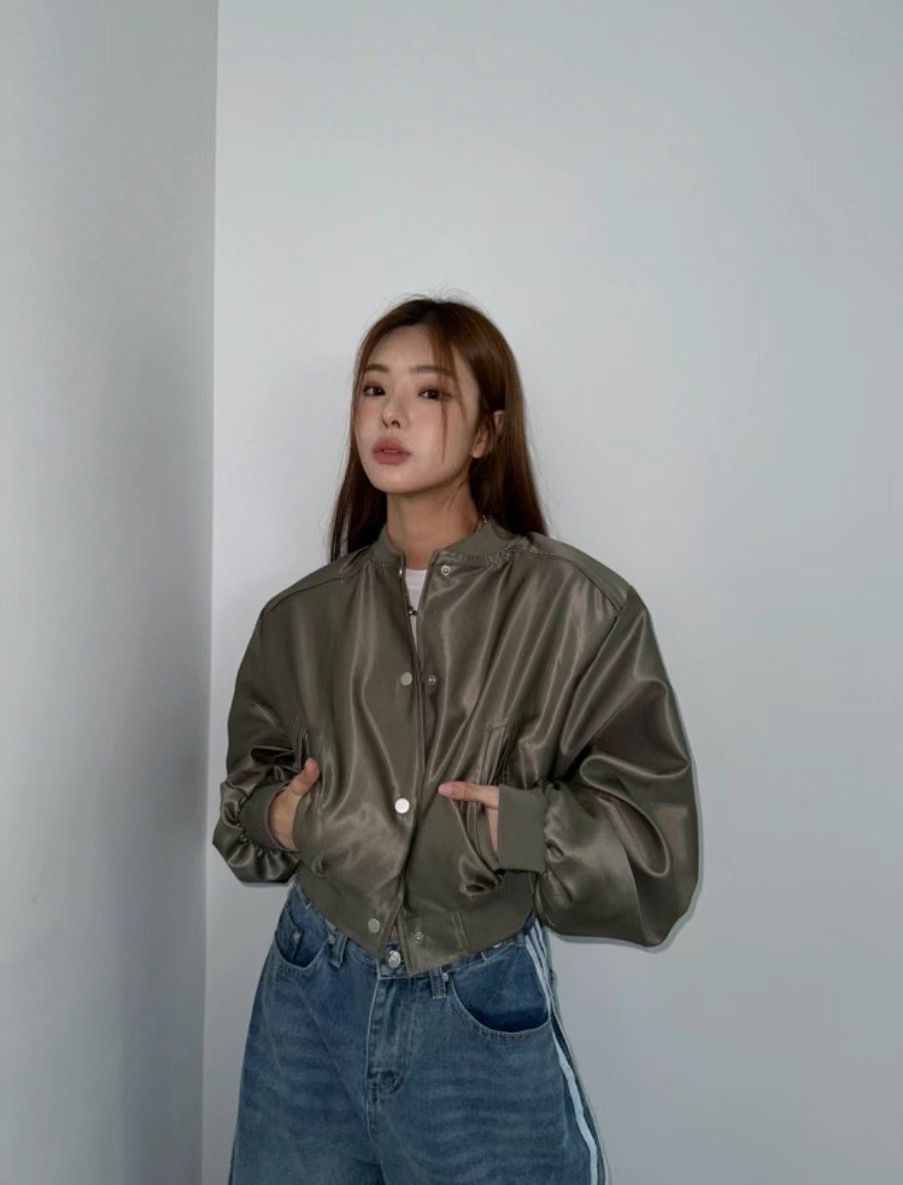 🇰🇷韓國 排扣 短版 縮口 皮外套