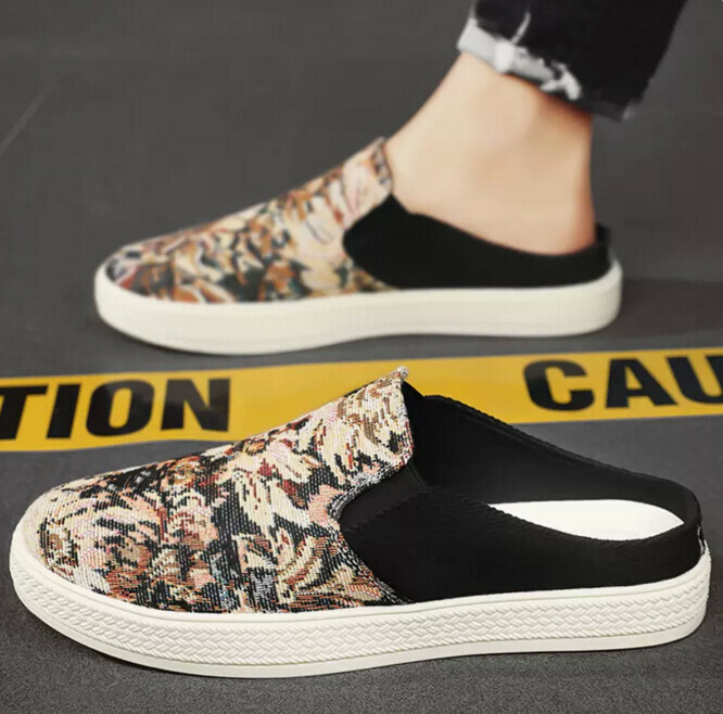Men's heelless half-slide canvas shoes