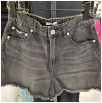 [S] DKNY DISTRESSED DENIM SHORT,ASPHALT, E3EWX825-APH (SD693)