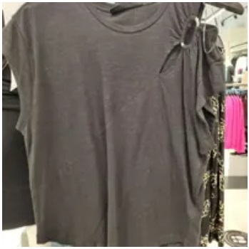 [S] DKNY SHOULDER CUT CUT TEE,BLACK, P3DHCSJA-BLK (SD696)