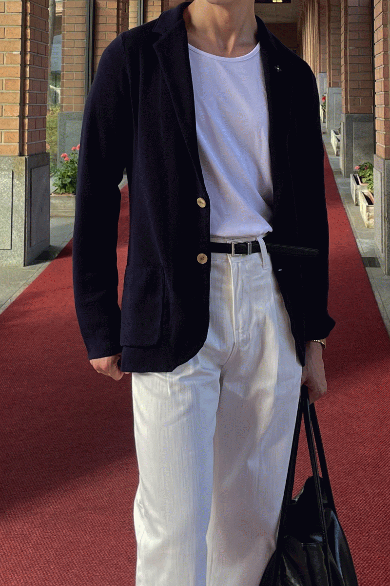 排扣針織西裝外套