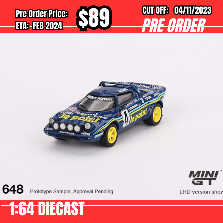 PO-$89 *Mini GT* 1:64 #648 Lancia Stratos HF 1981 Rally MonteCarlo #4 LHD [OD22/10]