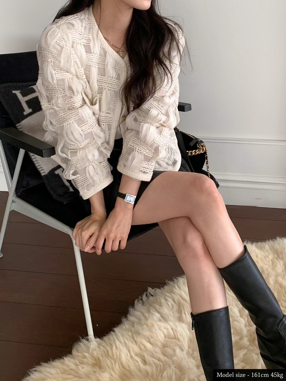 預購-🇰🇷高質感設計品牌羽毛編織典雅外套