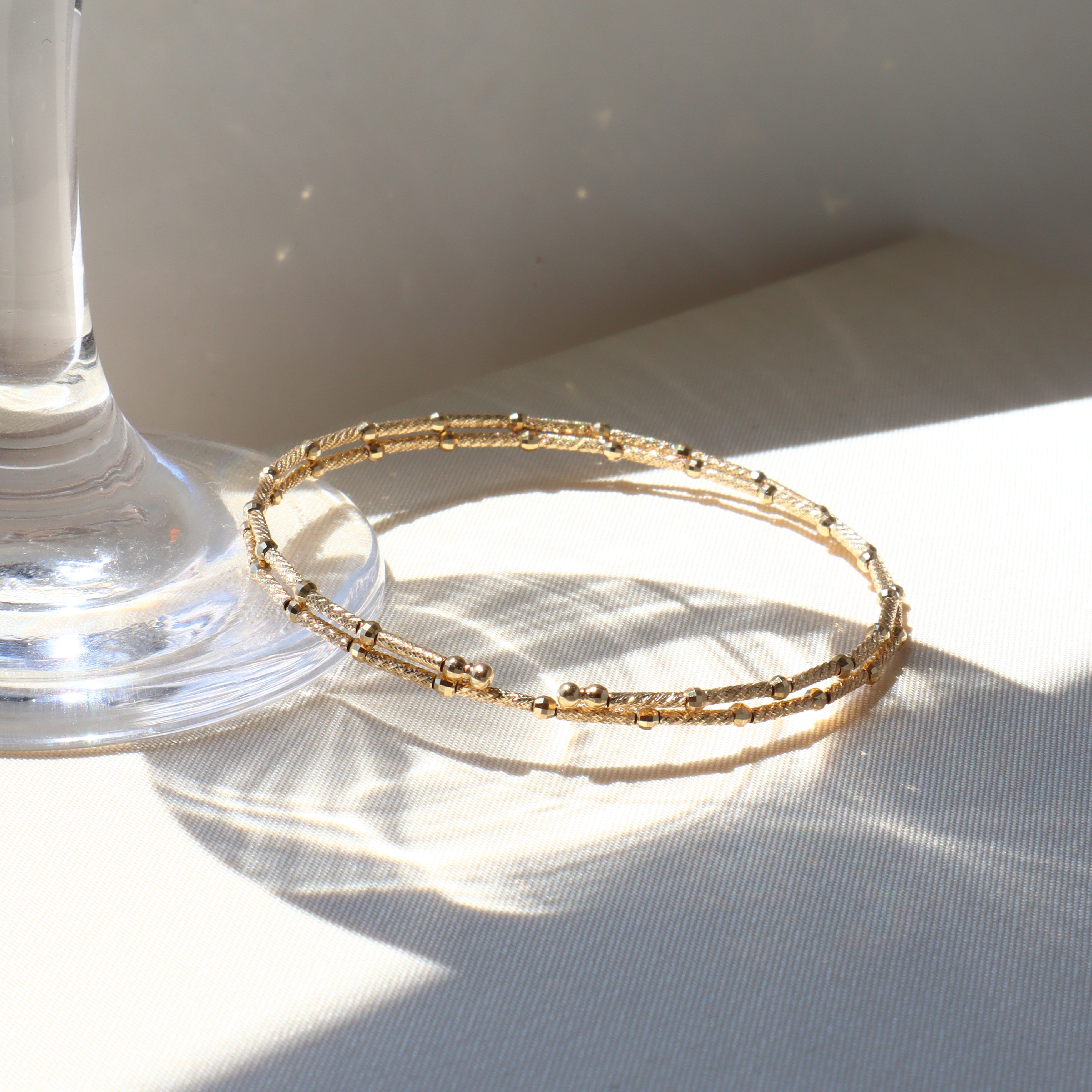 18K/日本設計款系列-切割花紋細手環