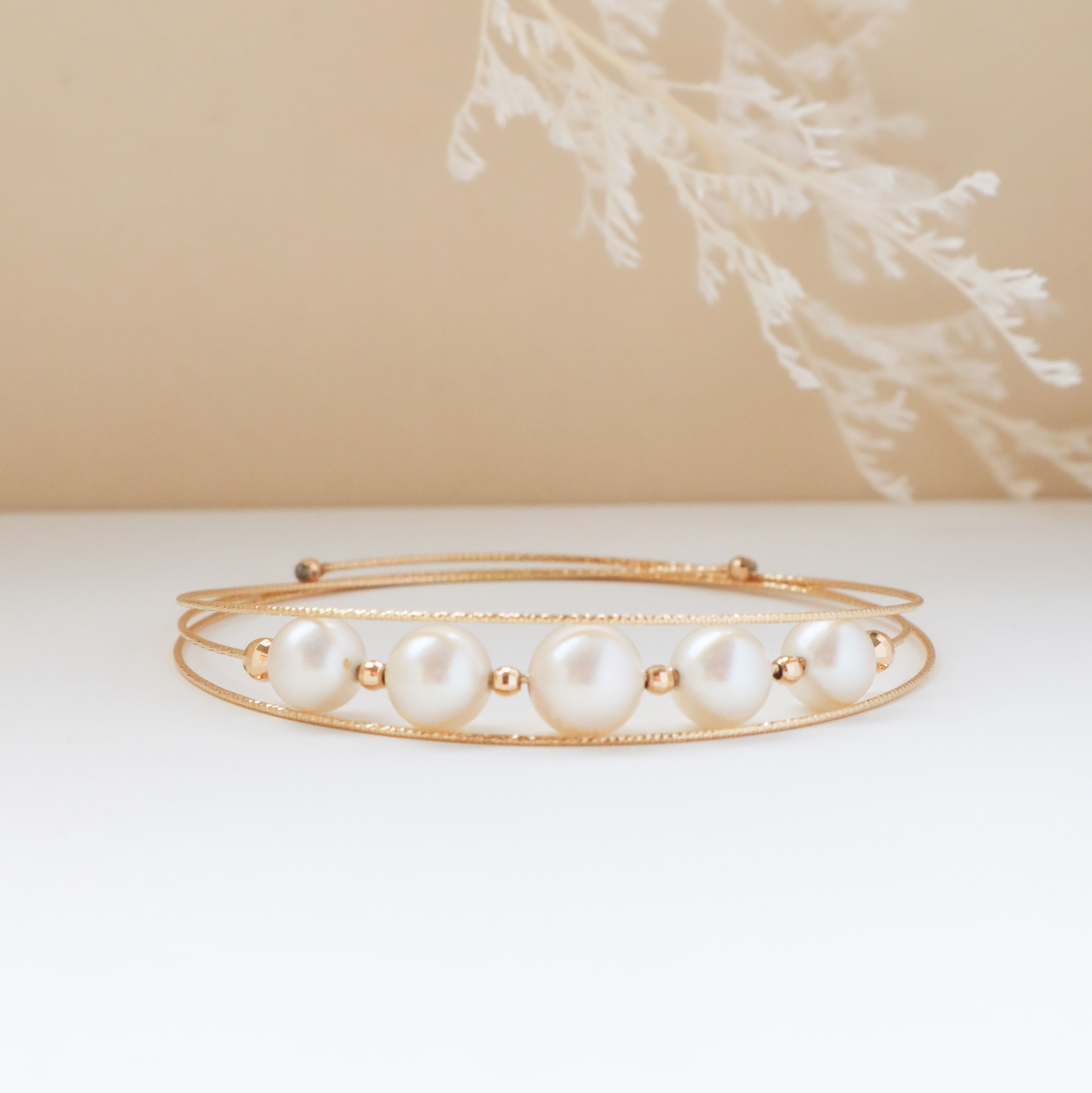 18K/日本設計款系列-珠光交織多層手環