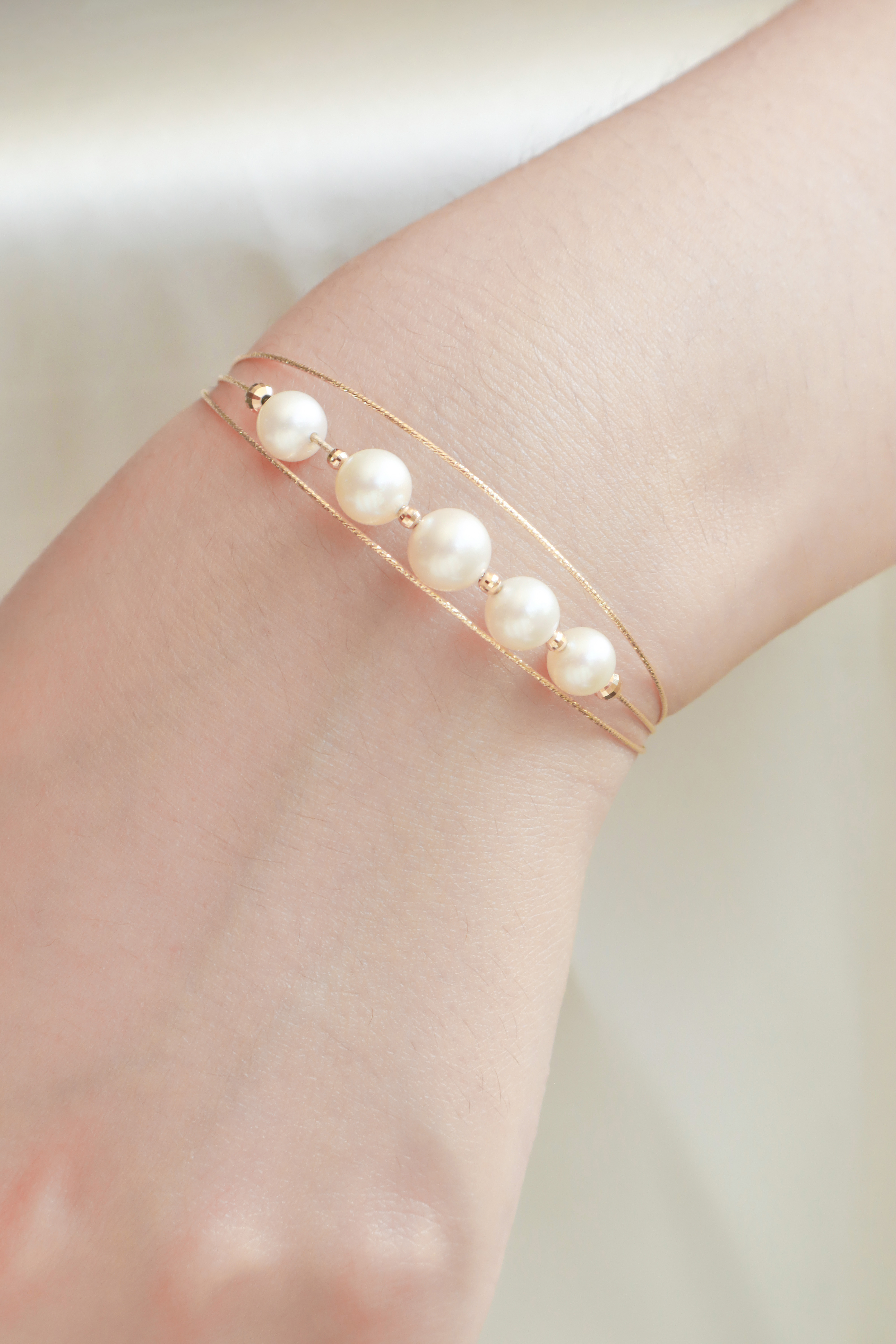 18K/日本設計款系列-珠光交織多層手環