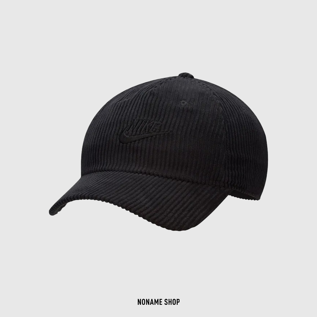 NIKE CLUB CAP 燈芯絨 老帽 可調式 金屬扣 黑色