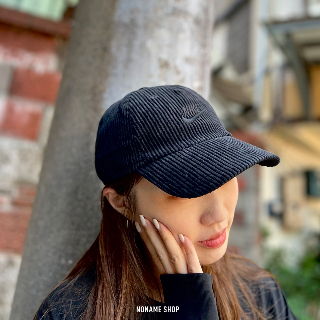 NIKE CLUB CAP 燈芯絨 老帽 可調式 金屬扣 黑色