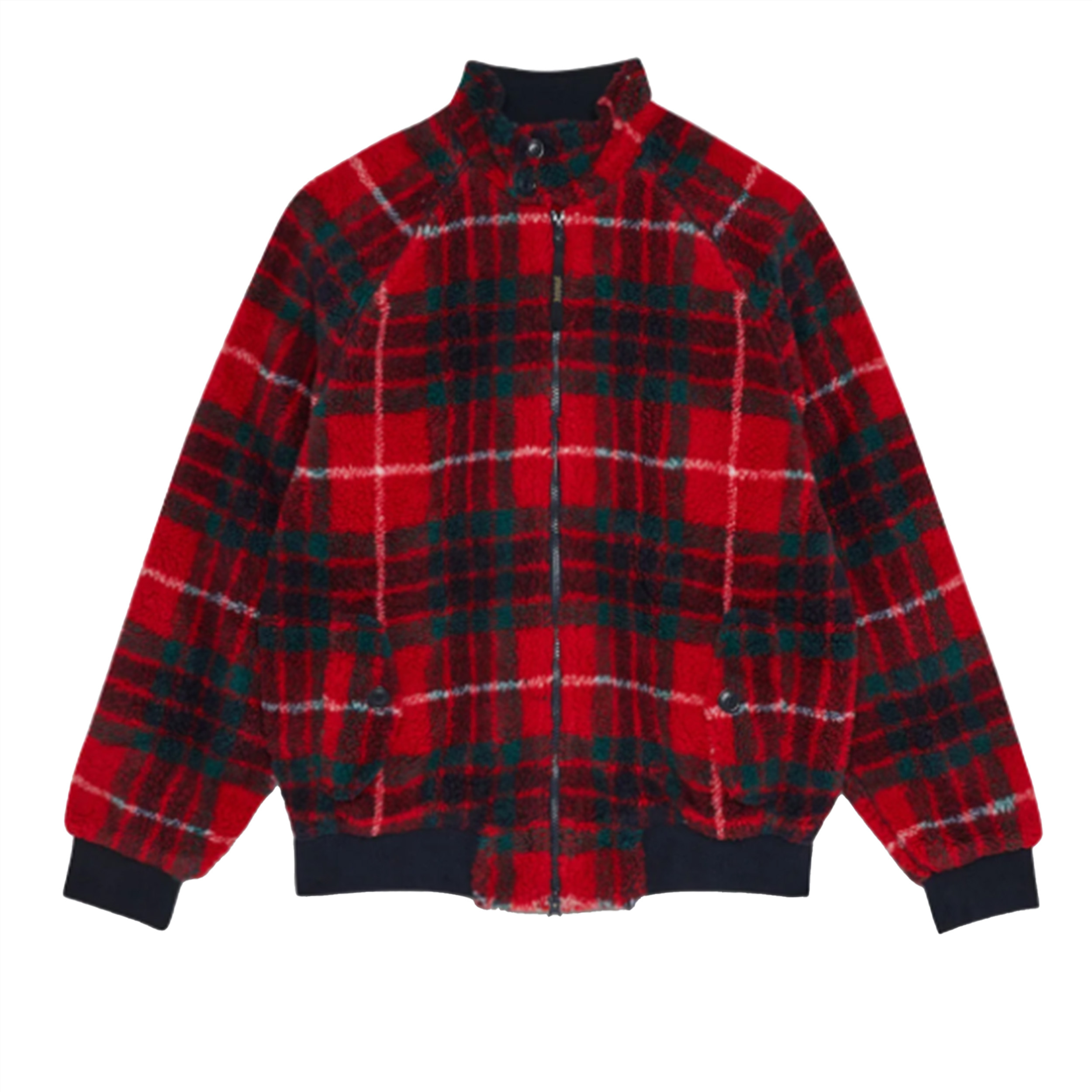 Baracuta ｜ G9 Harrington Jacket Curly Fleece Tartan Red