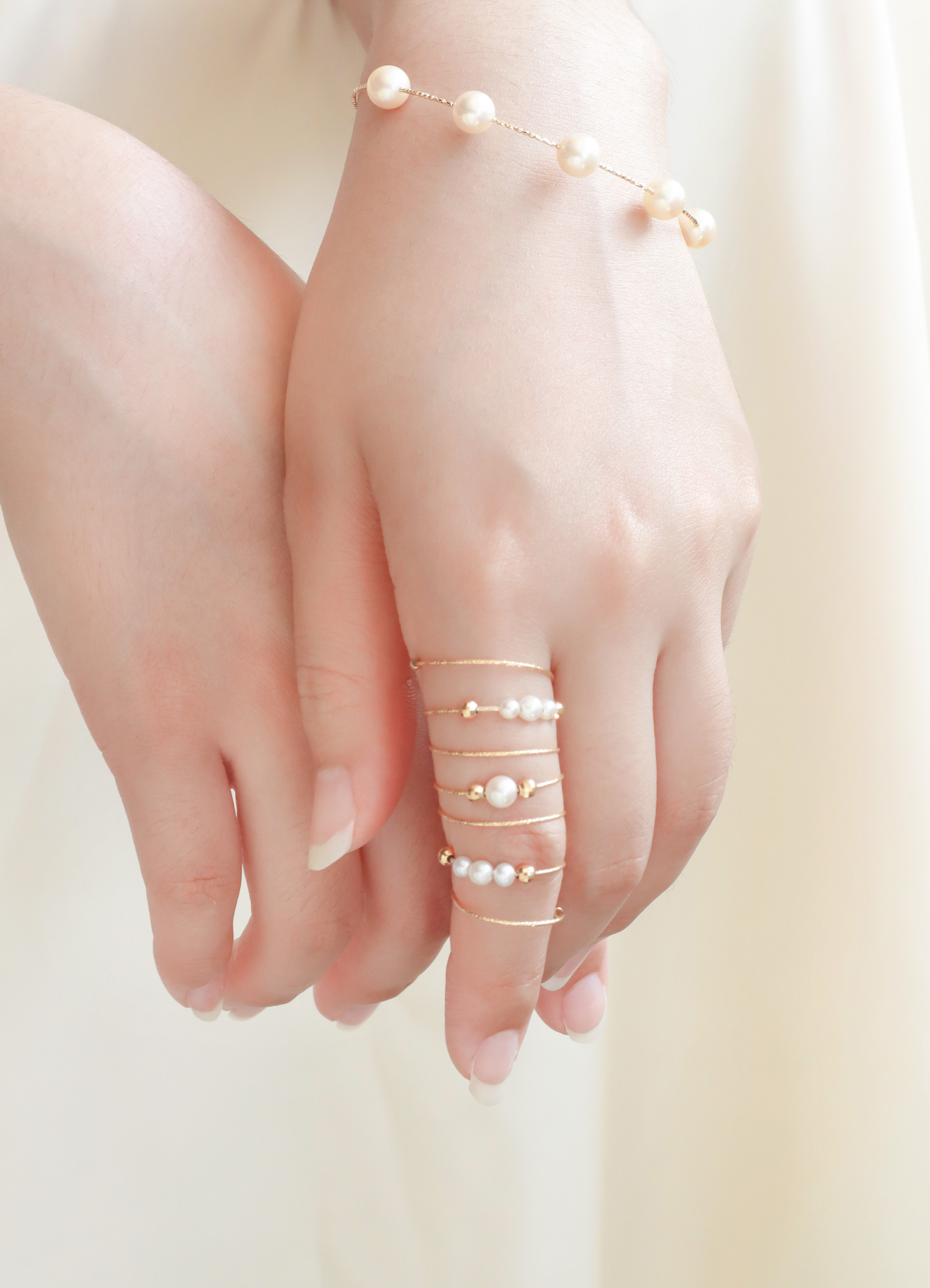 18K/日本設計款系列-逐光珍珠環繞戒指