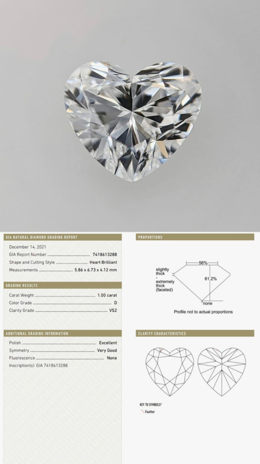 GIA鑽石 1.00 D VS2 EX VG NON