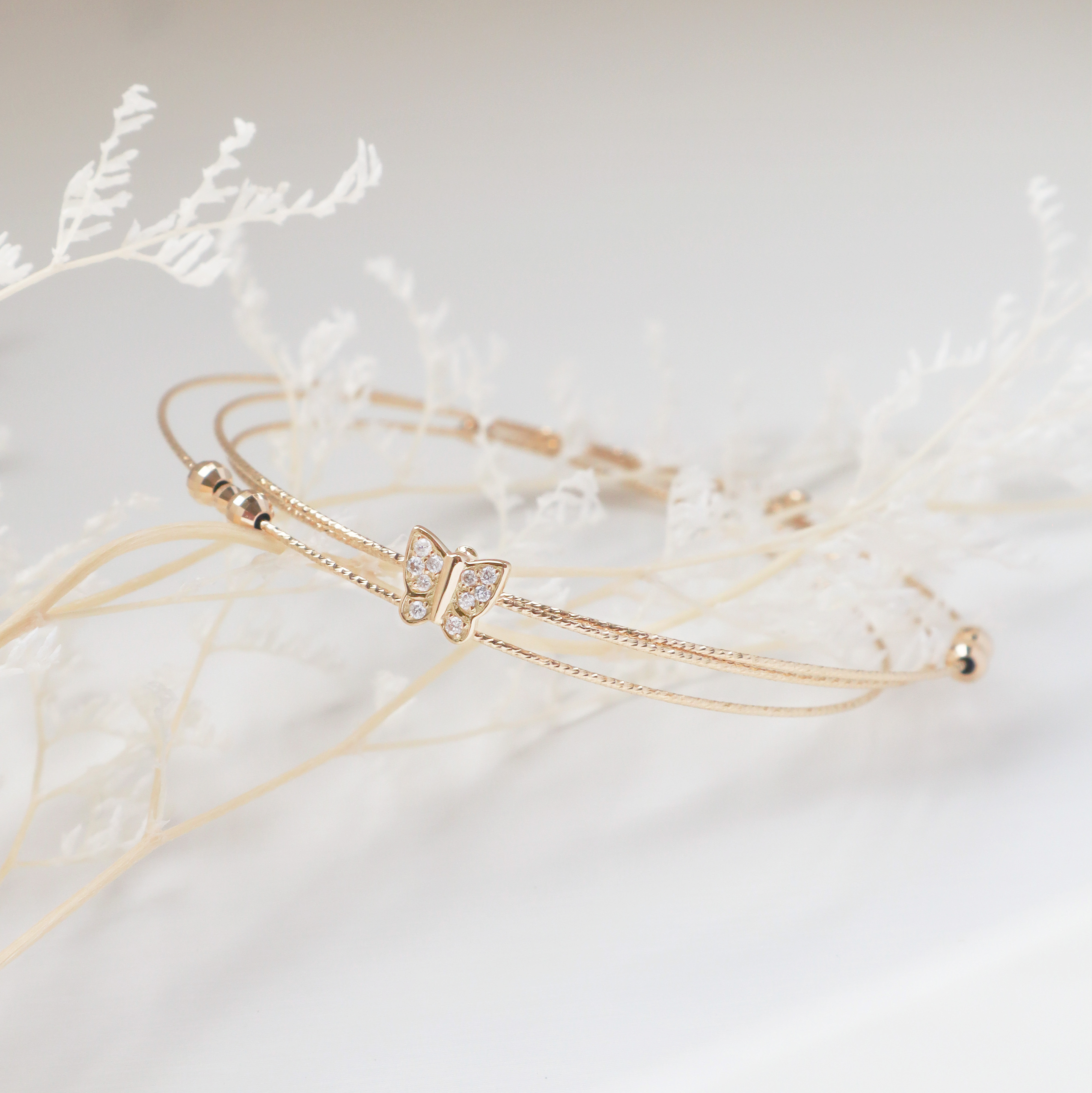 18K/日本設計款系列-翩蝶多層真鑽手環