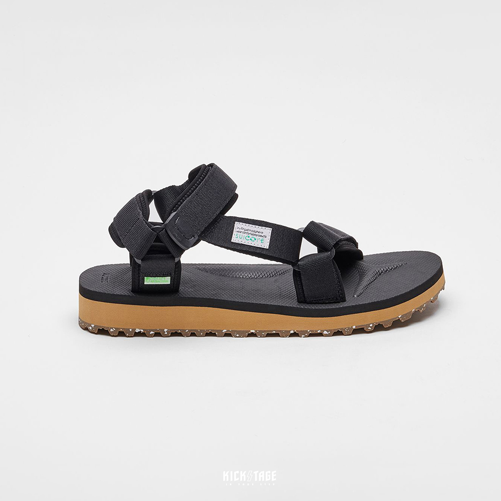 [出清商品售出無退換] SUICOKE DEPA-2Cab-ECO - Black/brown 黑棕色 潑墨底 尼龍 魔鬼氈 涼鞋【SK230222CECBB】