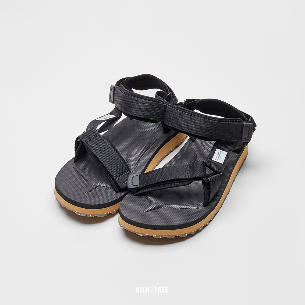 SUICOKE DEPA-2Cab-ECO - Black/brown 黑棕色潑墨底尼龍魔鬼氈涼鞋【S