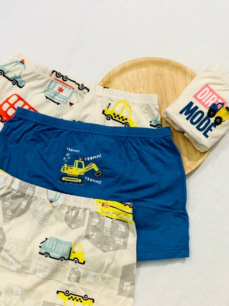 『150公分 建議34.5-44公斤』男寶四入組工程車四角褲