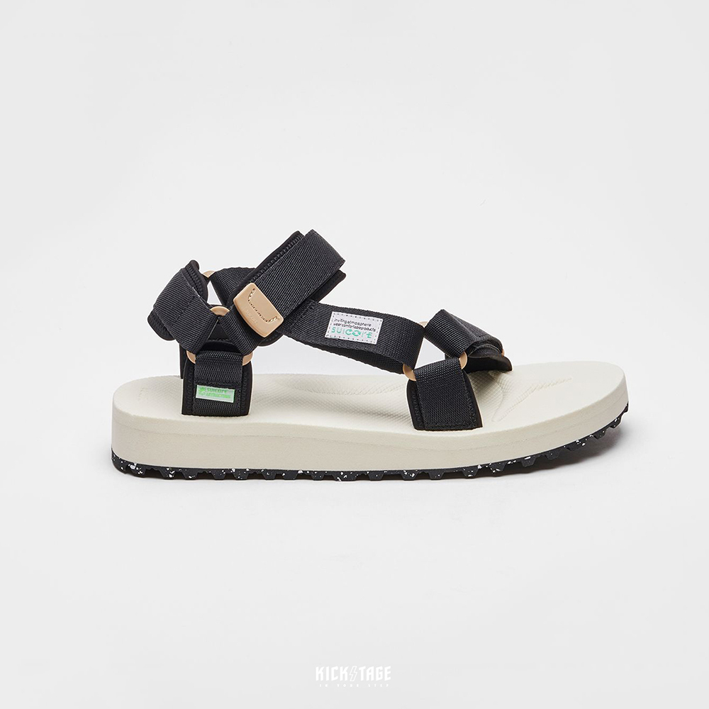 [出清商品售出無退換] SUICOKE DEPA-2Cab-ECO - Black/ivory 黑象牙白 潑墨底 尼龍 魔鬼氈 涼鞋【SK230222CECBI】