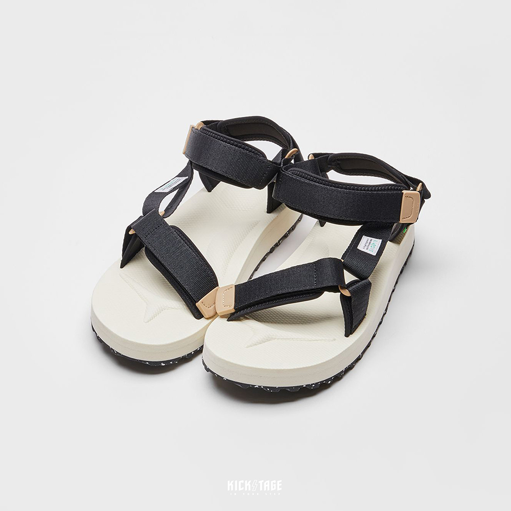 [出清商品售出無退換] SUICOKE DEPA-2Cab-ECO - Black/ivory 黑象牙白 潑墨底 尼龍 魔鬼氈 涼鞋【SK230222CECBI】