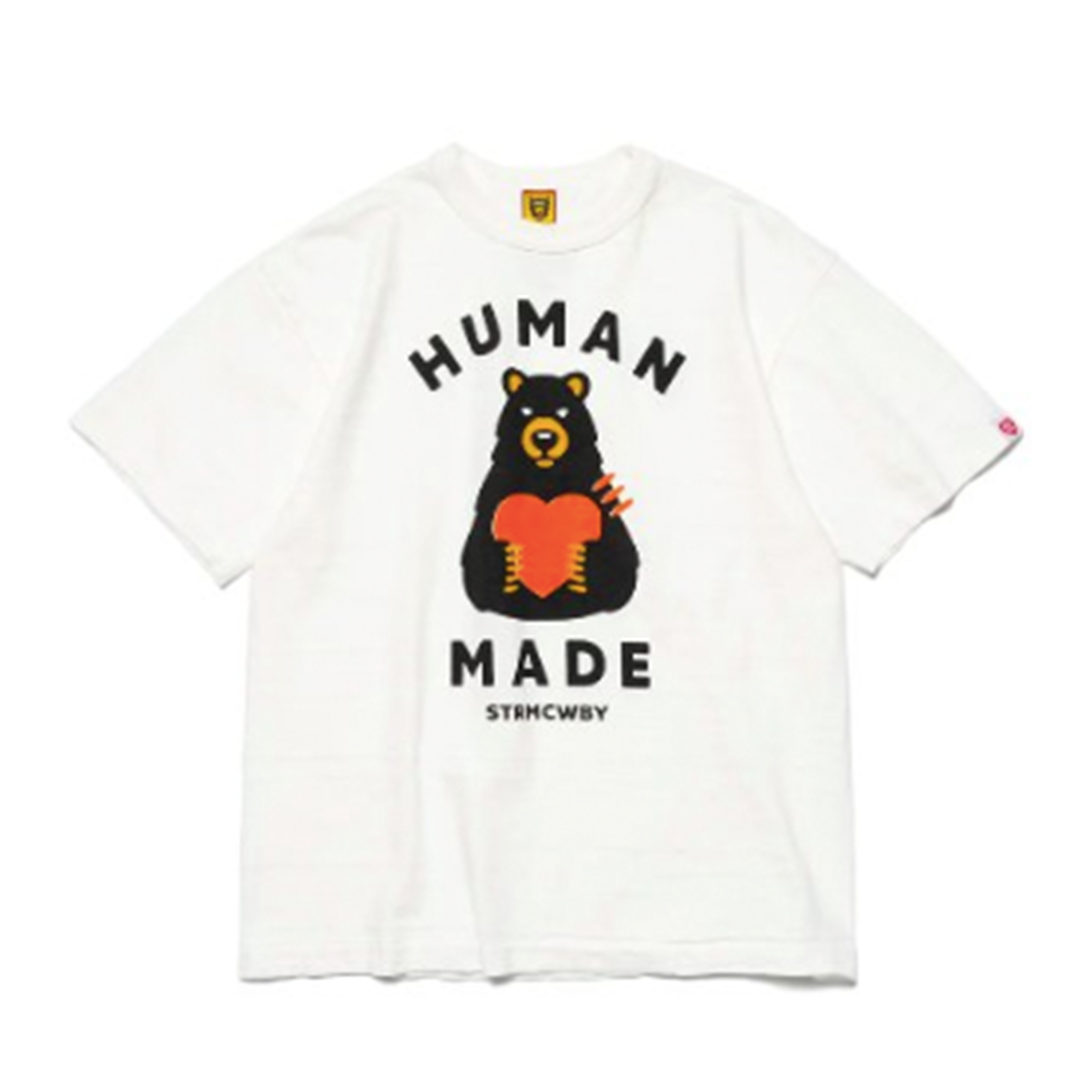 HUMAN MADE GRAPHIC T-SHIRT #13 黑熊紅愛心短T 白色HM25TE014