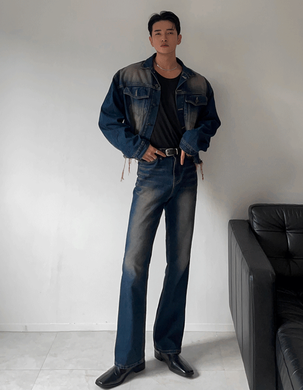 布朗尼水洗喇叭牛仔褲