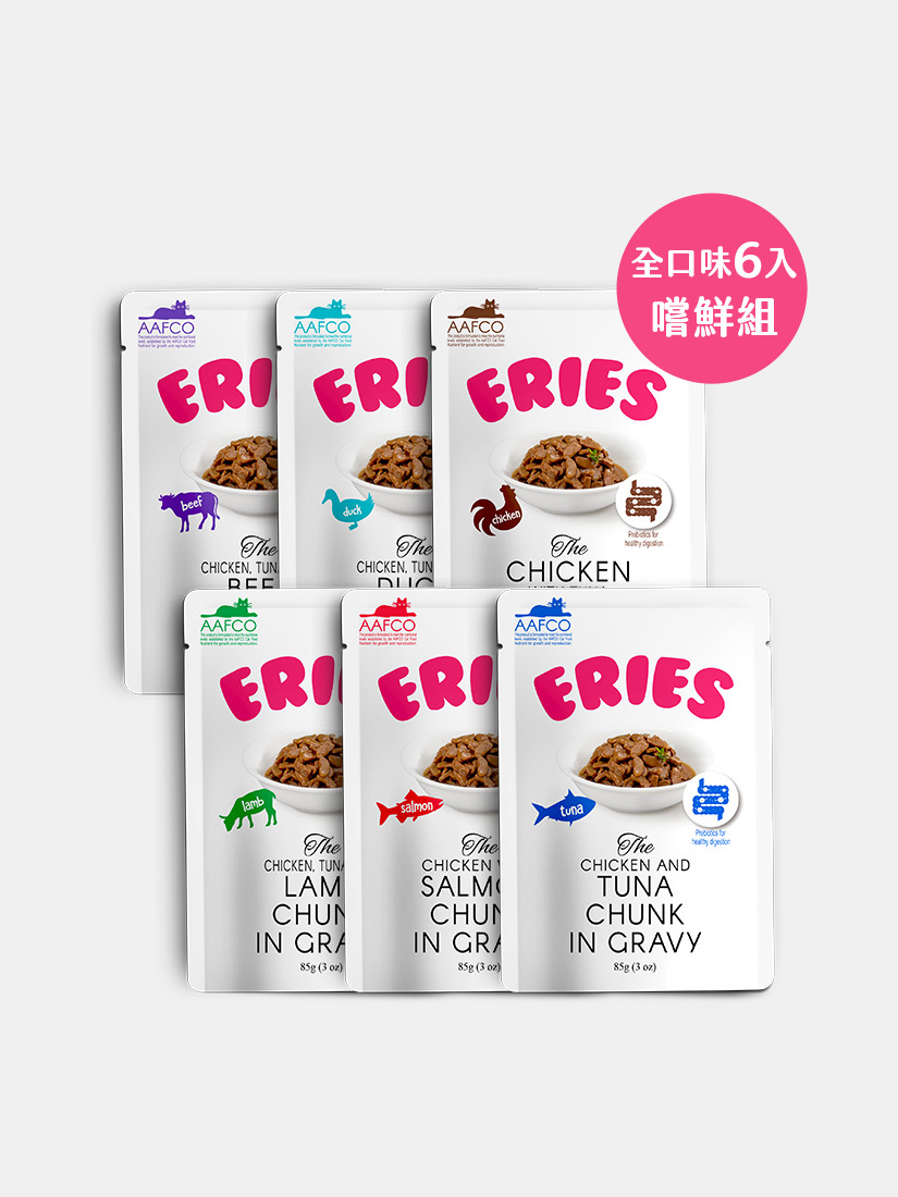 Eries 伊瑞思 - 益生元貓主食罐/餐包系列｜綜合口味嘗鮮組｜85g*6